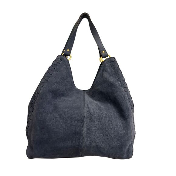 NWOT Nanette Lepore Santa Ana Leather Shoulder Bag Denim Blue Minimalist Quiet l - Picture 2 of 12